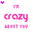 A static pixel art composition with repeating pink text and purple heart symbols on a white background, forming a dense pattern of romantic phrases.