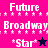 Pixelated text and star symbols in pink, purple, and dark blue sections with a single star changing color between frames.