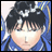A 48x48 pixel buddy icon featuring a stylized anime character with black hair and blue clothing on the left, paired with "Anime IM" text in white pixelated font on a black background to the right.