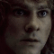 Repeated of identical face with neutral expression, overlaid with semi-transparent 'MERRY' text in serif font, dark brown background