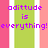 Pixelated text reads "attitude is everything!" on a striped background of pink, white, and green vertical bands.