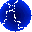 Six blue circular animated frames with white pixelated outlines arranged in a 3x2 contact sheet on gray background, each frame showing subtle variations of the same abstract shape.