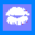 Animated contact sheet of 18 AIM buddy icon frames showing a sequence of lip kiss, number one, heart, exclamation U, and text animations on blue background with purple squares.