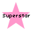 Four pink star-shaped icons with black text reading 'Superstar' beneath each star, arranged in a on a white background