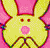 A pixelated yellow bunny with pink accents and a wide-open mouth appears on the left, while the right side displays "Wow your ugly" in yellow text against a solid pink background.