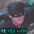 Animated sequence of a masked figure in dark clothing with changing heart symbols and text reading 'AS YOU WISH' across frames.