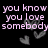 Pixelated text in light purple on black background with floating gray hearts and checkmarks, transitioning to a solid gray