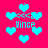 Pixelated cyan hearts and text on a bright pink background with repeated patterns of 'Mince' and '<><<8' symbols.