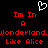 Pixelated red text on black background with white heart symbol above, repeating 'Im In A Wonderland.Wonderland. Like Alice' in two