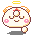 Pixel art angel icon with closed eyes, pink cheeks, red star on forehead, orange wings, and yellow halo in nine distinct poses.