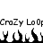 Pixelated black-and-white animation of flame shapes beneath repeating text 'CraZy LoOp' in a distorted, glitched font style.