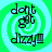 Green and cyan spiral background with black text reading "dont get dizzy" in four quadrants, each showing slight variations in pixel alignment.