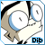 Pixelated cartoon character with large blue-irised eyes and a beige face, wearing a black headband, displayed in a of nine identical frames