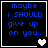 Four identical display blue pixelated text on black background with changing white symbols at bottom-right