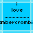 Blue background with white lines, black text "i love" above dotted line and partial name below