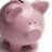 Pixelated pink piggy bank with small black eyes and a slot on top, next to pixelated text reading 'this piggy bank is filled with love' and 'unfortunately i cannot open it'.