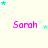 identical pink 'Sarah' text labels with scattered cyan and light blue stars on a pale yellow background, showing animation changes in star positions