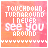 nine identical square displays a pink gradient background with white text reading "TOUCHDOWN TURNAROUND I NEVER SEE YOU AROUND" and a of small heart symbols at the bottom