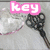 Animated sequence showing four text elements forming 'key to my heart' over a key and heart-shaped object.
