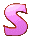 Nine pink 'S' letters arranged in a on gray background, each with brown outline and pixelated texture