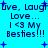Pixelated blue background with repeated text and star symbols in dark blue, showing animation changes between frames.