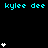 Pixelated cyan text 'kylee dee' repeats across black background with white star clusters in varying configurations.