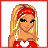 Pixelated character with blonde hair and red headband in red heart-patterned outfit, with text "Love Me Baby" and "Im all Yours" in red script.