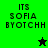Green and black pixelated image with text 'ITS SOFIA BYOTCHH' on two green sections, a black star in the top-right section, and a green star at the bottom-left.