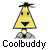 Two static frames of a yellow triangular cartoon character with black hat and base, showing different mouth expressions on a white background.