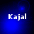 Four blue-toned display the name 'Kajal' in white pixelated text with varying background light effects