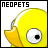 Yellow cartoon chick with orange beak and white eye stripe, displaying text labels 'NEOPETS' and 'ADDICT' in black and orange lettering.