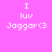 Pixelated text on a solid pink background with white characters reading 'I luv Joggor<3' in two identical vertical arrangements.