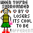 Animated pixel art of a girl in striped shirt and green skirt holding pink ball, with changing heart symbols above her head.