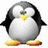 Pixelated penguin with black wings, white belly, yellow beak and feet stands against white background; purple displays text "OMG!" above dotted line