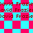 A static digital image displays repeating text "David Frazier" over a checkered background of cyan and magenta squares, with no visible animation or motion changes.