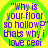 Four identical circular icons with green borders and yellow backgrounds display purple text reading "Why is your floor so hollow? Thats why i love ceci".