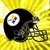 Pixelated sports-themed icon divided into four quadrants showing a Steelers helmet, "Steelers" text, a baseball diamond, and "Boston Red Sox" text.
