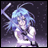 A 48x48 pixel buddy icon featuring a blue-haired anime character on the left and stylized text on the right, displayed as a static contact sheet with two sampled frames.