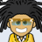 Pixelated cartoon-style buddy icon of a character with spiky black hair, glasses, and a yellow jacket over a checkered shirt against light gray background.