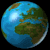 25 pixelated Earth globes with blue oceans and green-brown landmasses, each showing different continental views against a black background