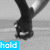 Black-and-white animation of legs in high heels walking on a sidewalk, with blue text overlays and a stylized graphic element.