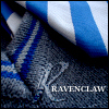 Blue and white striped fabric with a gray textured background and the word "RAVENCLAW" in white text at the bottom right.