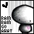 Pixelated animated icon shows a mushroom-shaped character with white cap, gray stem, and pink base; text reads "RAIN RAIN GO AWAY" on left side.