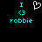 Pixelated cyan text and symbols on black background with a white heart outline above the text.