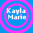 Four identical circular icons with pink concentric rings on a blue background, each containing white text reading "Kayla Marie".