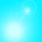 Animated sequence of bright white light bursts and circular lens flares against a gradient blue background with scattered small square particles.