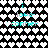 Pixelated icon with cyan text 'i love conner' over heart-patterned background, showing two distinct grayscale states of the hearts.