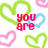 Pixelated heart-shaped icons in green, pink, and blue surround red text reading 'you are my best friend forever' on a white background.