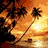 beach-themed pixel art images showing sunset, heart drawing, palm trees, and ocean waves