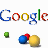 Google logo with colored letters above three colored spheres and a green cube on white background.